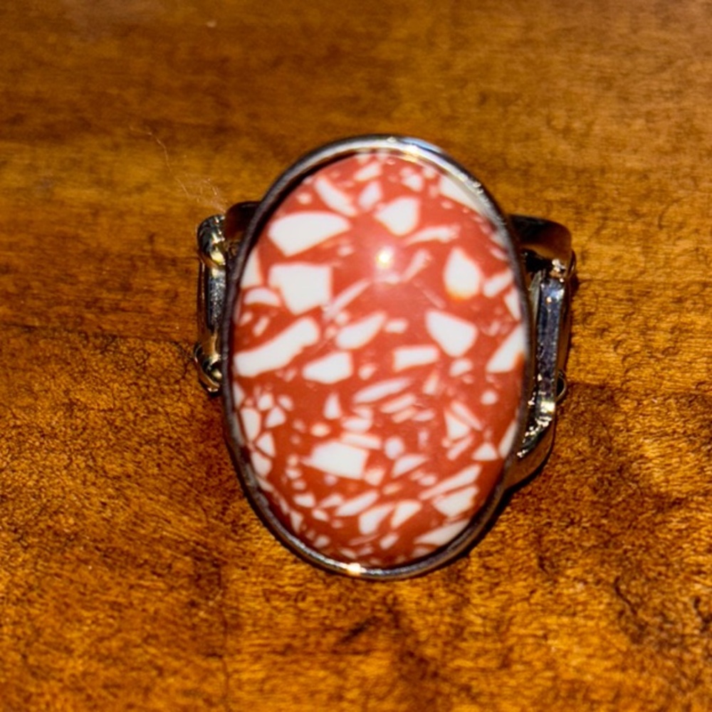 Vintage Style Orange and White Ring